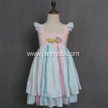 Boutique clothing wholesale  flower embroidery stripe dress